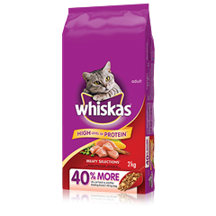 WHISKAS Dry Cat Food Meaty Selections With Real Chicken