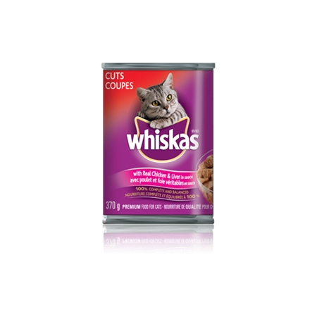 WHISKAS<sup>MD</sup> COUPES<sup>MD</sup> avec poulet et foie véritables en sauce