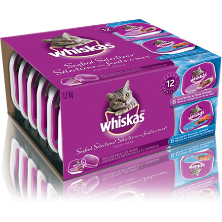 WHISKAS<sup>MD</sup> en barquette SELECTIONS AUX FRUITS DE MER<sup>MD</sup>
