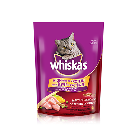 WHISKAS<sup>MD</sup> SÉLECTIONS DE VIANDE<sup>MD</sup> avec poulet