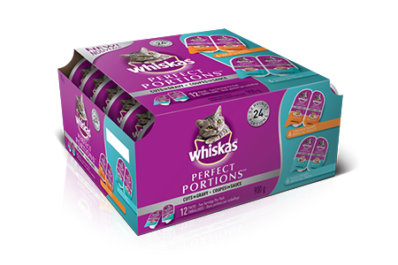 WHISKAS<sup>MD</sup> Perfect Portions<sup>MD</sup> coupes en sauce sélections de poulet et de thon 12 unités