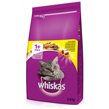 WHISKAS granule s kuřecím 3,8kg