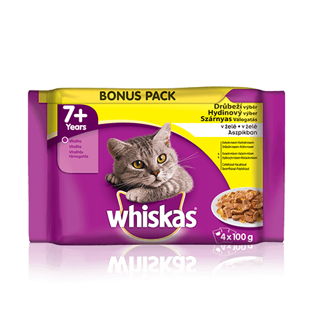 WHISKAS kapsička 7+ drůbeží výběr v želé 4 x 100g