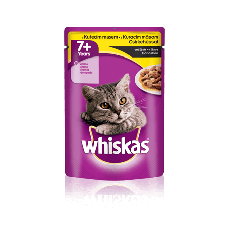 WHISKAS kapsička 7+ s kuřecím ve šťávě 100g