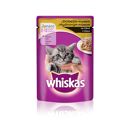 WHISKAS kapsička Junior s drůbežím ve šťávě 100g