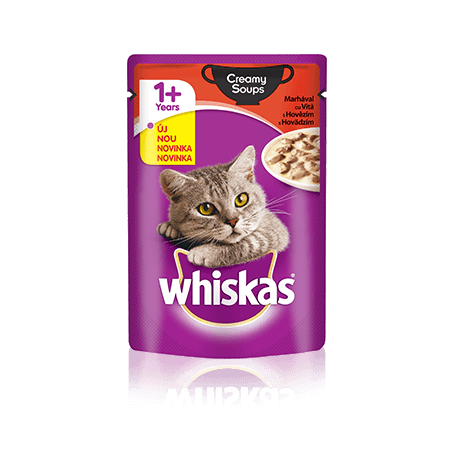 WHISKAS kapsička s hovězím v krémové omáčce 85g