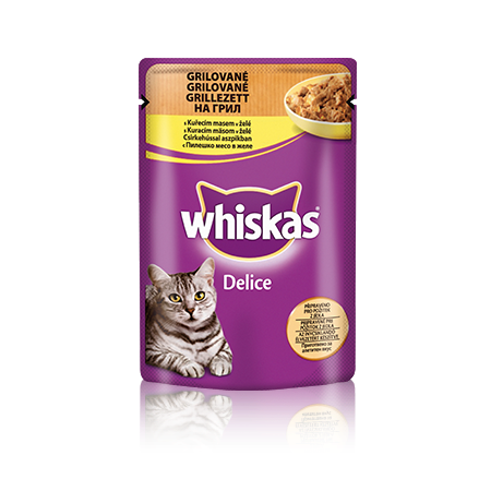 WHISKAS kapsičky Delice Grilované s kuřecím v želé 85g