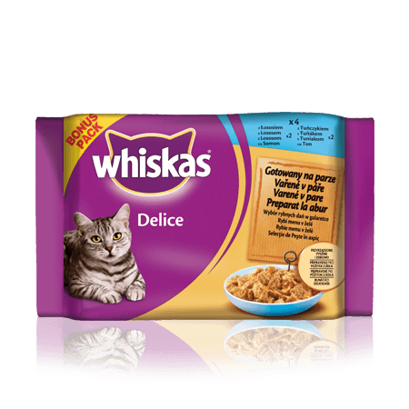 WHISKAS kapsičky Delice s losem a tuňákem v želé 4 x 85g