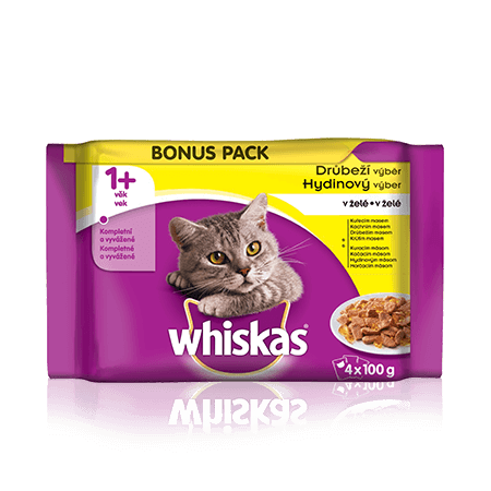 WHISKAS kapsičky Drůbeží výběr v želé 4 x 100g