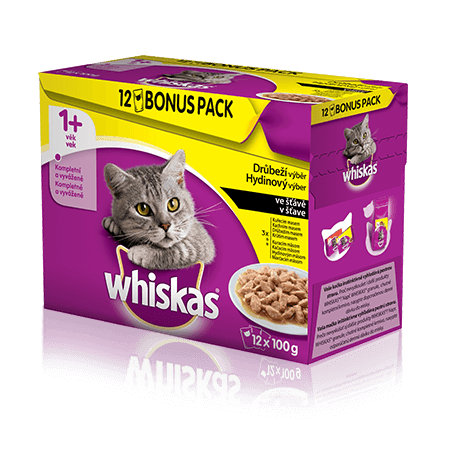 WHISKAS kapsičky Drůbeží výběr ve šťávě 12 x 100g