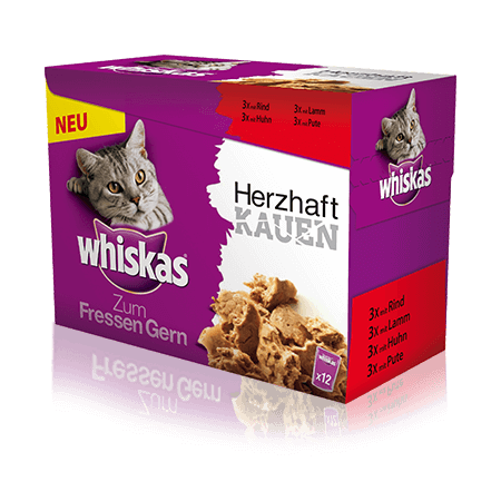 WHISKAS kapsičky Gusto Menu ze 4 druhů masa ve šťávě 12 x 85g