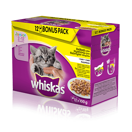 WHISKAS kapsičky Junior drůbeží výběr v želé 12 x 100g