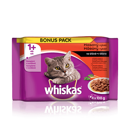 WHISKAS kapsičky Masový výběr se zeleninou ve šťávě 4 x 100g