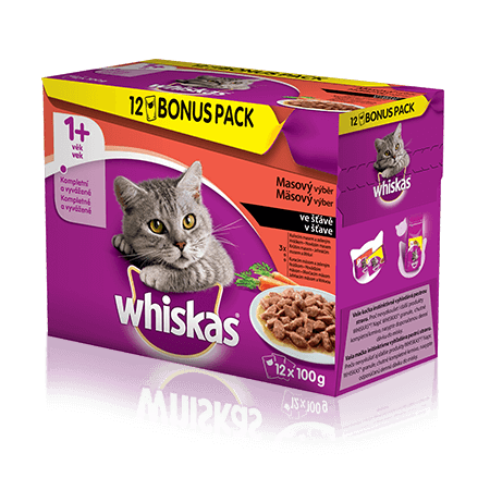 WHISKAS kapsičky Masový výběr ve šťávě 12 x 100g