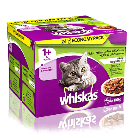 Whiskas® 1+ Fisk- & Kødmenu i Gelé