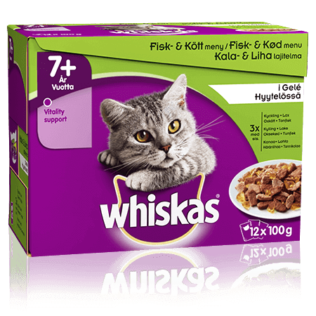 Whiskas® 7+ Fisk- & Kødmenu i Gelé