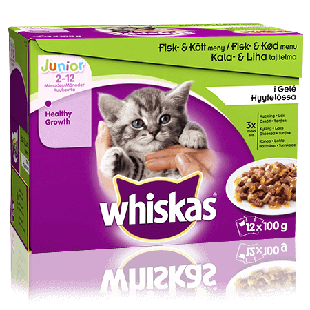 Whiskas® Junior Fisk- & Kødmenu i Gelé