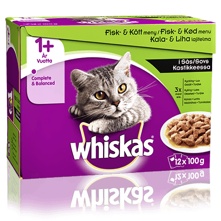 Whiskas® 1+ Kala&Lihalajitelma Kastikkeessa 12x100g