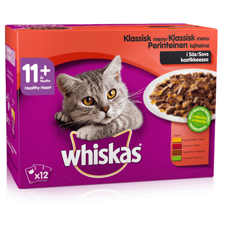 Whiskas® 11+ Perinteinen lajitelma kastikkeessa