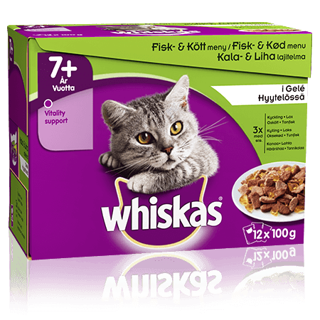 Whiskas® 7+ Kala&Lihalajitelma Hyytelössä 12x100g