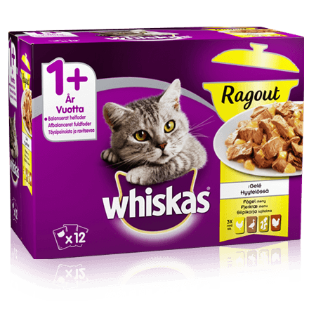 Whiskas® 1+ Ragout Siipikarjalajitelma hyytelössä 12x85g