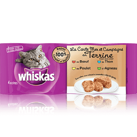 WHISKAS La Carte Mer et Campagne x4 en Terrine