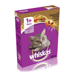 WHISKAS® 1+ Cat Complete Dry with Duck & Turkey 825g