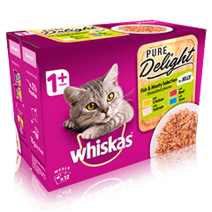 WHISKAS® 1+ Cat Pouches Pure Delight Fishy&Meaty Selection 12x85g pack