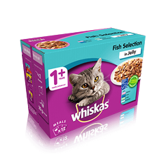WHISKAS® 1+ Years Cat Pouches Fish Selection in Jelly 12 x 100g