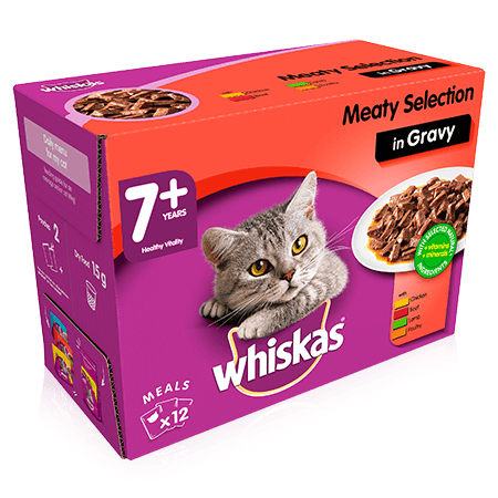 WHISKAS® 7+ Meaty Selection in Gravy 12 x 100g (1.2kg)