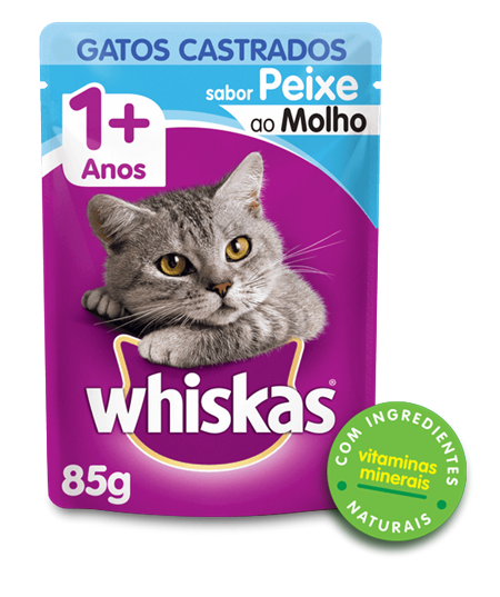 Sachê de Ração úmida para Gatos Castrados WHISKAS® Adulto Sabor Peixe ao Molho