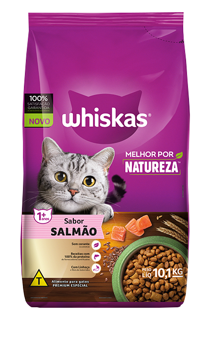Ração Seca para Gatos WHISKAS® Melhor por Natureza™ Salmão 10,1 kg