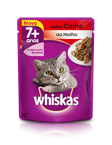 WHISKAS® Sachê Adulto 7+ Sabor Carne ao Molho