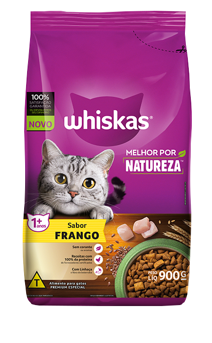 Ração Seca para Gatos WHISKAS® Melhor por Natureza™ Frango 900 g