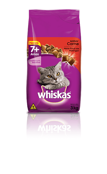 Ração para Gatos Whiskas® Adulto 7+ Sabor Carne 3kg