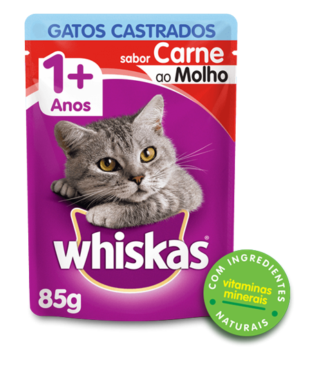 Sachê de Ração úmida para Gatos Castrados WHISKAS® Adulto Sabor Carne ao Molho