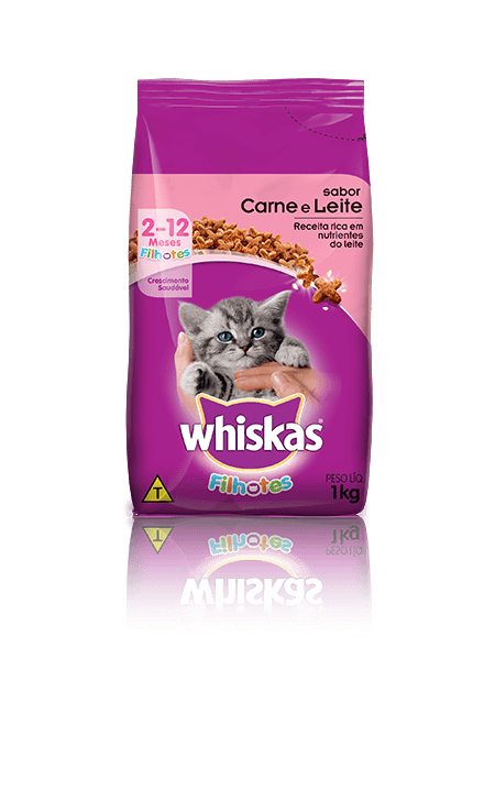 Ração para Gatos Whiskas® Filhotes Sabor Carne e Leite 1kg