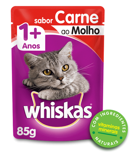 Sachê de Ração úmida para Gatos WHISKAS® Adulto Sabor Carne ao Molho