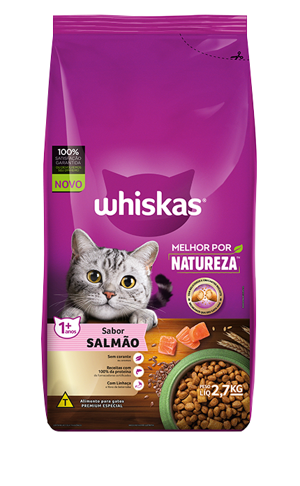 Ração Seca para Gatos WHISKAS® Melhor por Natureza™ Salmão 2,7 kg
