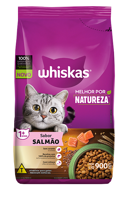 Ração Seca para Gatos WHISKAS® Melhor por Natureza™ Salmão 900 g
