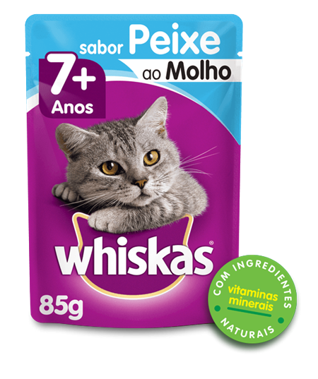 Sachê de Ração úmida para Gatos Idosos WHISKAS® Sênior Adulto Sabor Peixe ao Molho