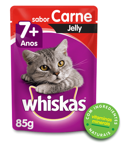 Sachê de Ração úmida para Gatos Idosos WHISKAS® Senior Adulto Sabor carne Jelly