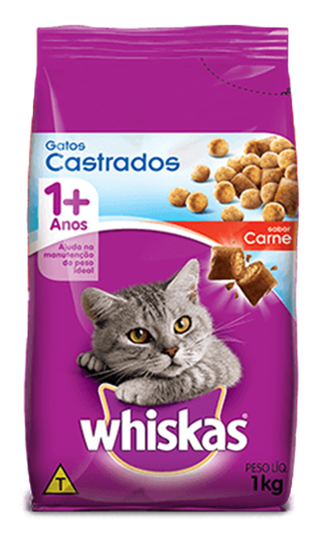 Ração para Gatos Castrados WHISKAS® Sabor Carne 1kg