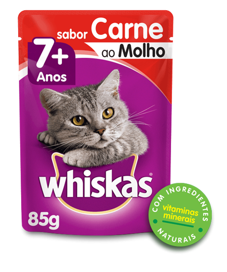 Sachê de Ração úmida para Gatos Idosos WHISKAS® Sênior Adulto Sabor Carne ao Molho