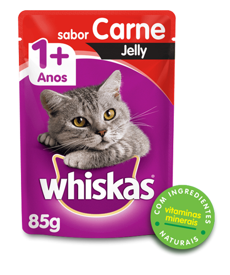 Sachê de Ração úmida para Gatos WHISKAS® Adulto Sabor carne Jelly