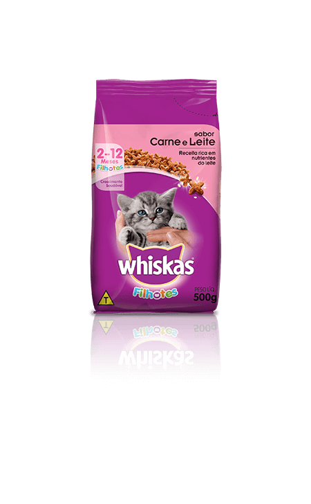 Ração para Gatos Whiskas® Filhotes Sabor Carne e Leite 500g