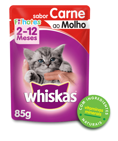 Sachê de Ração úmida para Gatos Filhotes WHISKAS® Sabor Carne ao Molho
