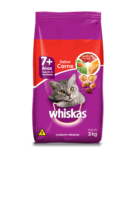 Ração Seca para Gatos Idosos WHISKAS® Sênior Sabor Carne 3kg