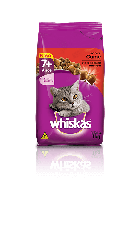 Ração para Gatos Whiskas® Adulto 7+ Sabor Carne 1kg