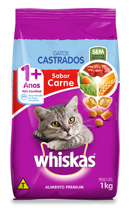 Ração para Gatos Castrados WHISKAS Sabor Carne 1kg